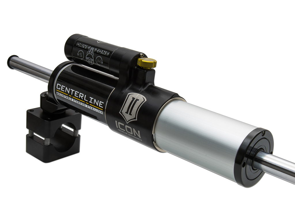 ICON 1997-2023 Nissan Patrol Y61, Centerline Steering Stabilizer, Piggyback Reservoir, Adjustable