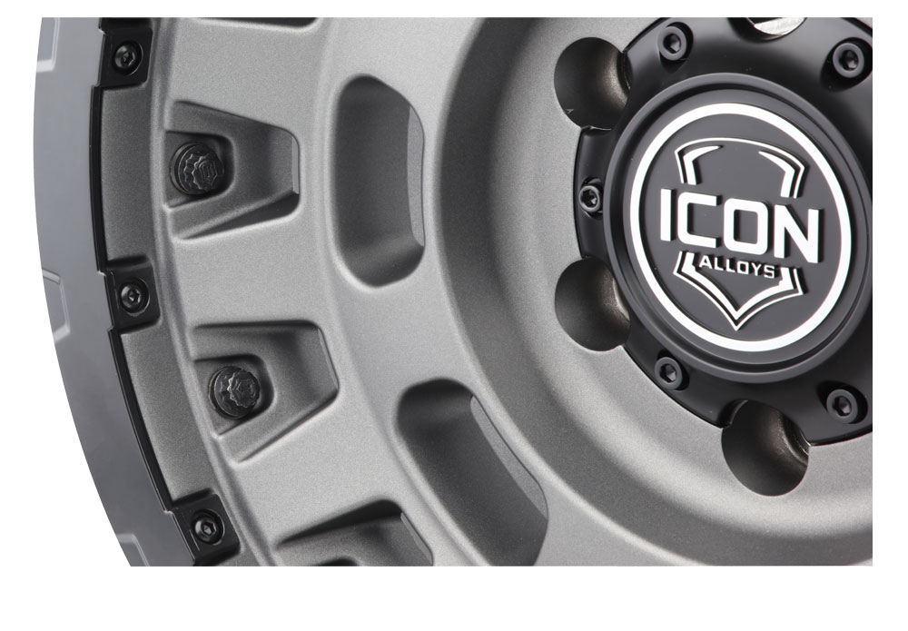 ICON Alloys Hammer Pro, Charcoal, 17 x 8.5 / 5 x 150, 25mm Offset, 5.75" BS