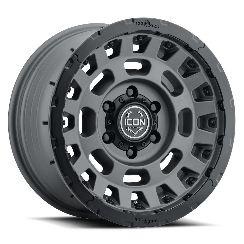 ICON Alloys Hammer Pro, Charcoal, 17 x 8.5 / 5 x 5, -6mm Offset, 4.5" BS