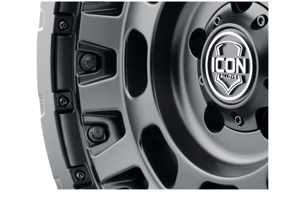 ICON Alloys Hammer Pro, Satin Black, 17 x 8.5 / 6 x 5.5, 25mm Offset, 5.75" BS
