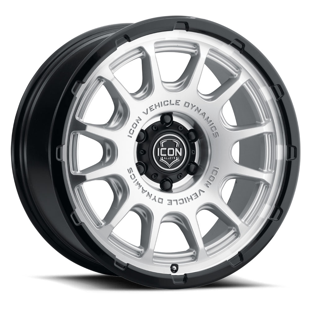 ICON Alloys Rancho, Silver Machined w/ Gloss Black Lip, 20 x 9 / 6 x 135, 16mm Offset, 5.625" BS