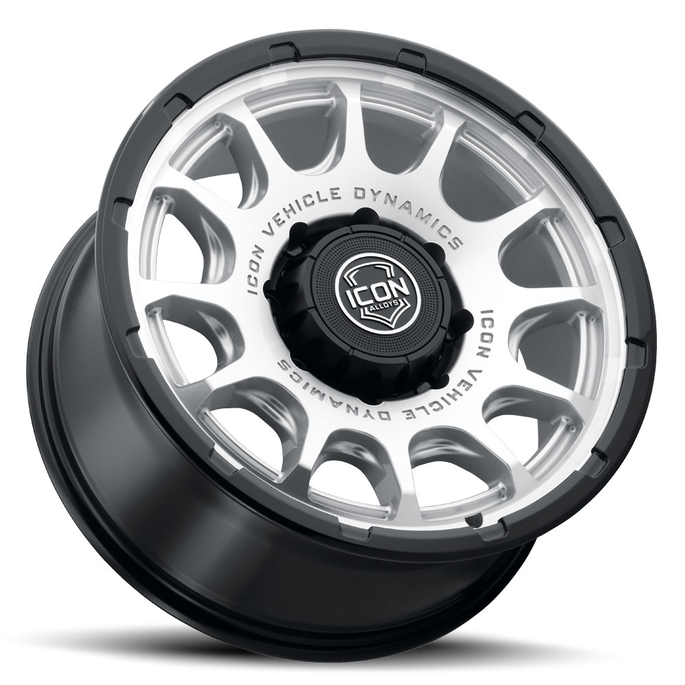 ICON Alloys Rancho, Silver Machined w/ Gloss Black Lip, 20 x 9 / 8 x 180, 12mm Offset, 5.5" BS