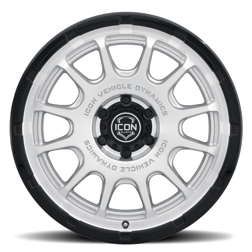 ICON Alloys Rancho, Silver Machined w/ Gloss Black Lip, 20 x 9 / 6 x 5.5, 16mm Offset, 5.625" BS
